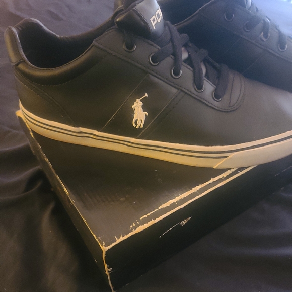 Polo by Ralph Lauren Hanford Trainers Shoes | Leather | Black/White | Size 11.5 - Picture 8 of 12
